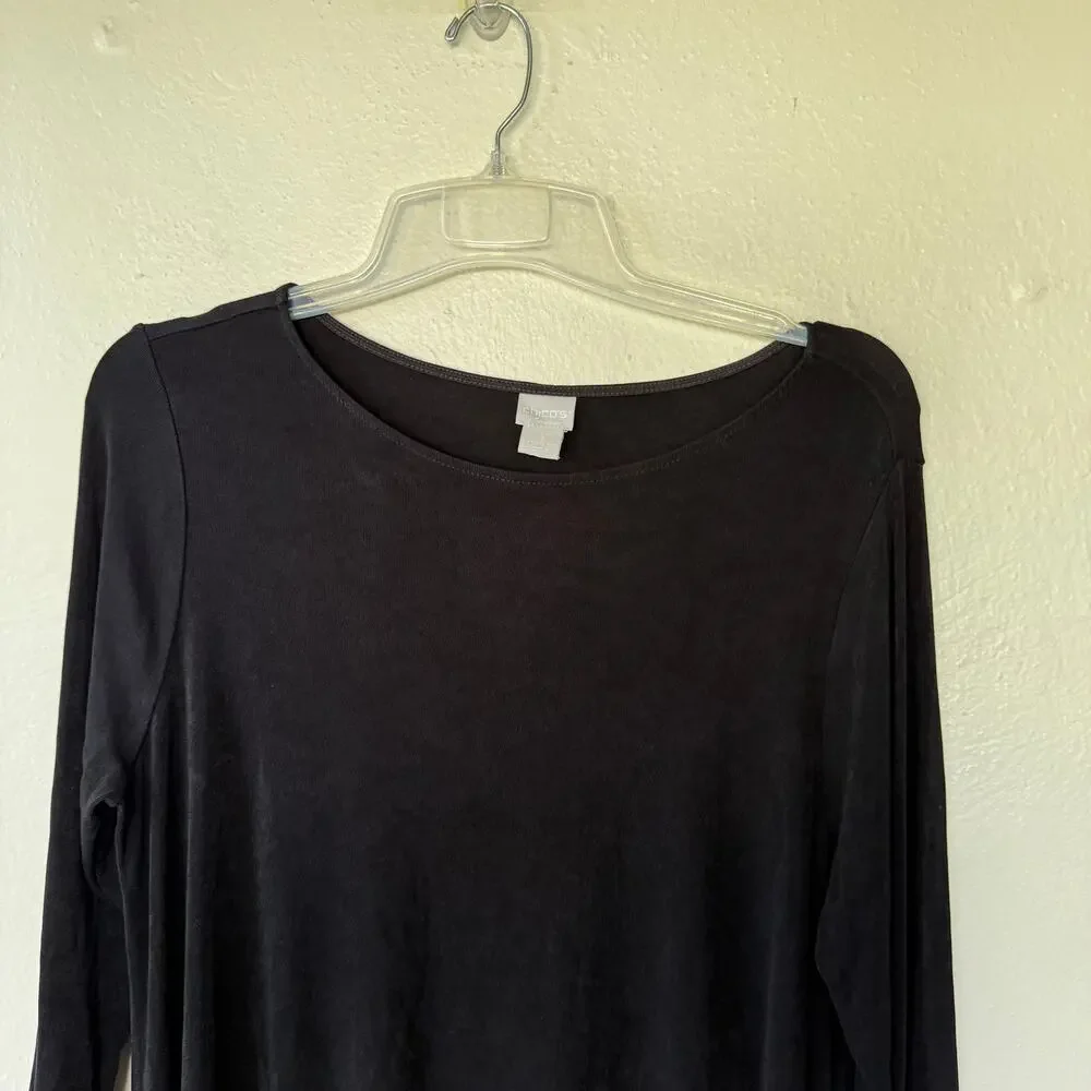Chico's Travelers black 3/4 sleeves relaxed flowing A-line Size XL - Picture 5 of 7
